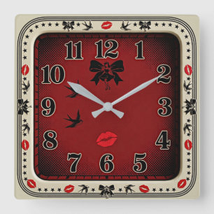 Rockabilly Square Wall Clock
