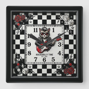 Rockabilly Square Wall Clock