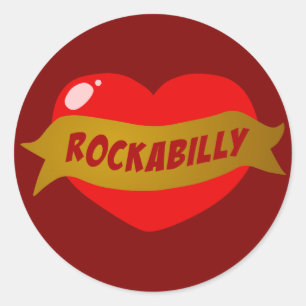 Rockabilly Tattoo Heart Classic Round Sticker
