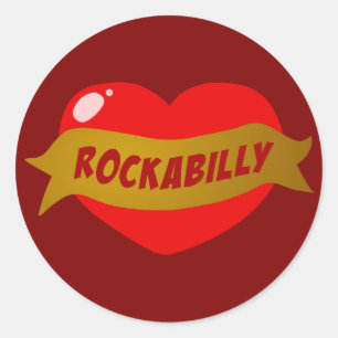 Rockabilly Tattoo Heart Classic Round Sticker
