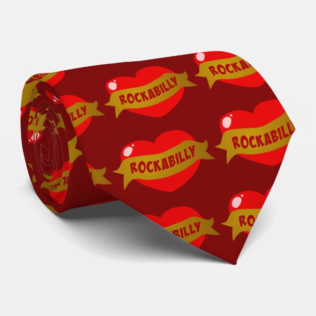 Rockabilly Tattoo Heart Tie (Rolled)
