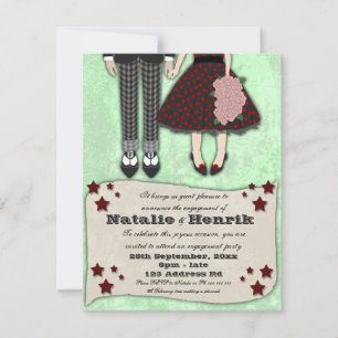 Rockabilly Wedding, 4.25x5.5 engagement Invitation
