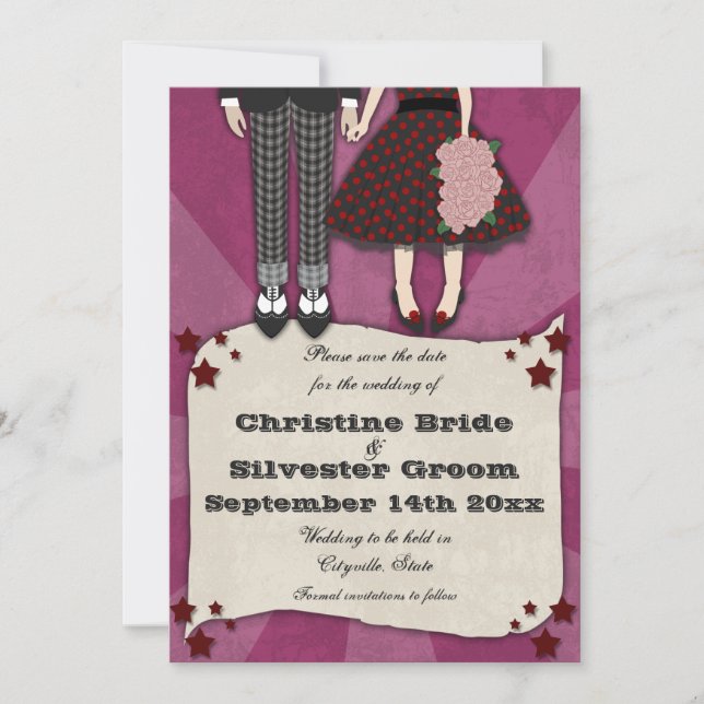 Rockabilly Wedding, 5x7 save the date (Front)