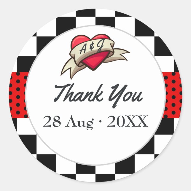 Rockabilly Wedding Classic Round Sticker (Front)