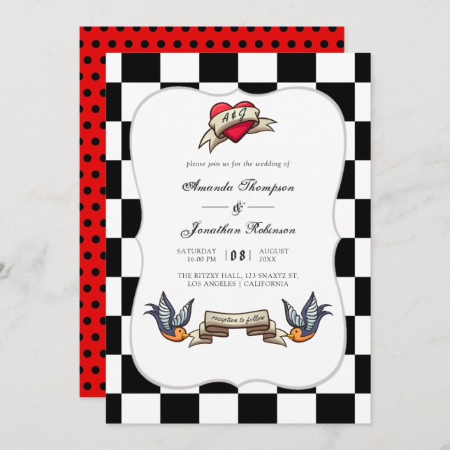 Rockabilly Wedding Invitation (Front/Back)