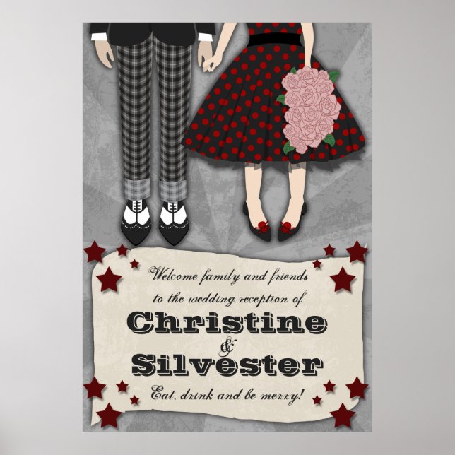 Rockabilly Wedding, reception welcome poster (Front)