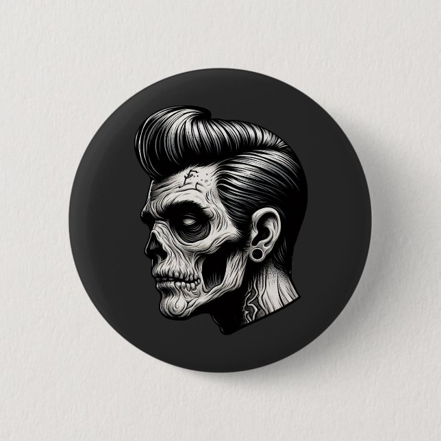 Rockabilly Zombie Vibes 2 Inch Round Button (Front)