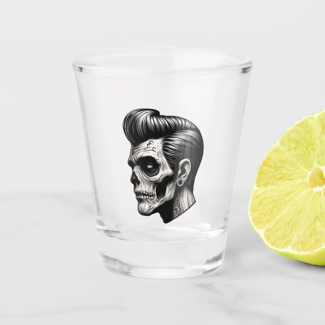 Rockabilly Zombie Vibes Shot Glass (Front)