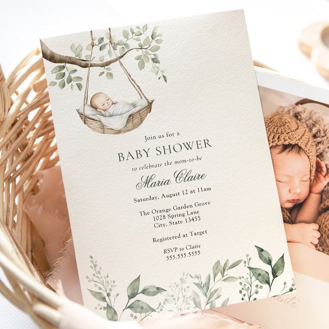 Rockabye Baby Greenery Baby Shower Invitation (Creator Uploaded)