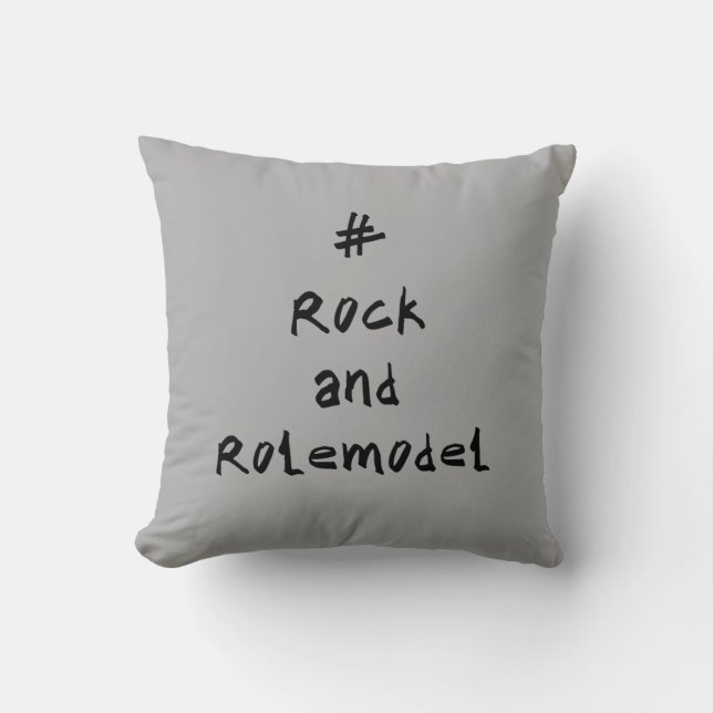 #RockandRolemodel - Black. Throw Pillow (Front)
