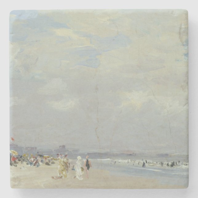 Rockaway Beach (New York) (by E.H. Potthast) Stone Coaster (Front)