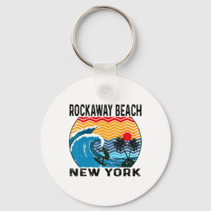 Rockaway Beach New York Surfing Surfboard Keychain