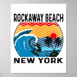 Rockaway Beach New York Surfing Surfboard Poster