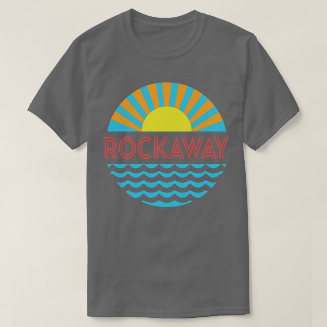 Rockaway Beach Sun And Waves T-Shirt (Design Front)