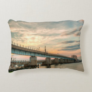 Rockaway Train Bridge Decorative Pillow