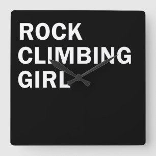 Rockclimbing girl square wall clock