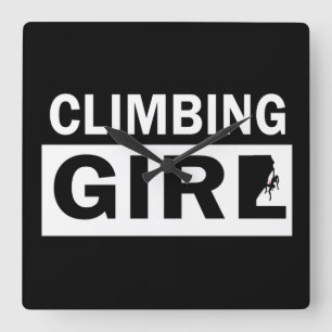 Rockclimbing girl square wall clock