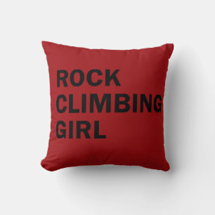 Rockclimbing girl throw pillow