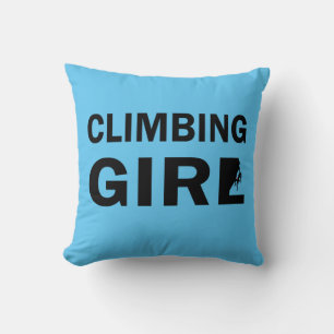 Rockclimbing girl throw pillow