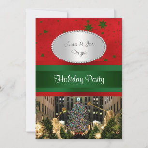 Rockefeller Centre Christmas Tree, Red Grn Stars P Invitation