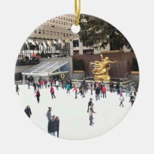 Rockefeller Centre Ice Skating Rink NYC Photograph Ceramic Ornament
