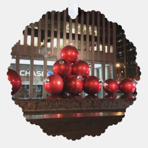 Rockefeller Centre New York NY Red Christmas Balls Ornament Card