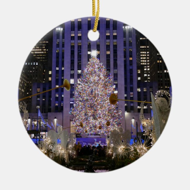 Rockefeller Centre's Angels & Christmas Tree -  Ceramic Ornament (Front)
