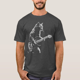 Rocker Cat Electric Guitar Rock Music Men Boys Wom T-Shirt
