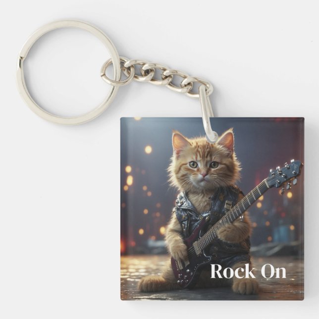 Rocker Cat  Keychain (Front)
