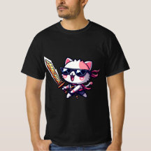 Rocker Cat with Black Glasses and Sword in Style
