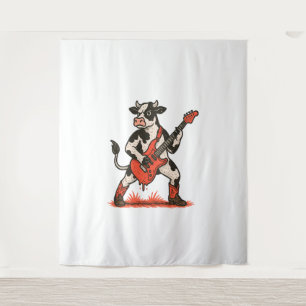 Rocker Cow , Cow Playing Guitar Tapestry