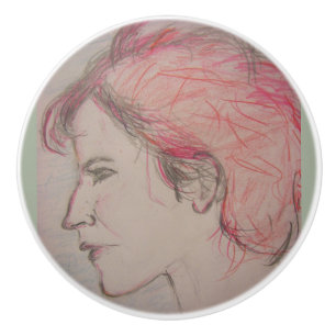 rocker girl portrait ceramic knob