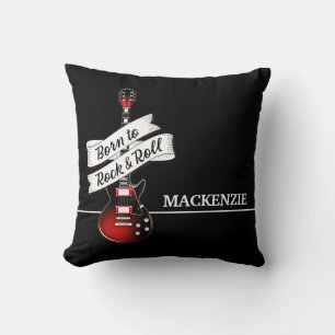 Rocker Guitar Born to Rock and Roll Music Throw Pi Pillow