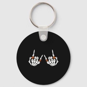 Rocker Hand Sign Rock Skeleton Pumpkin Skull Rings Keychain