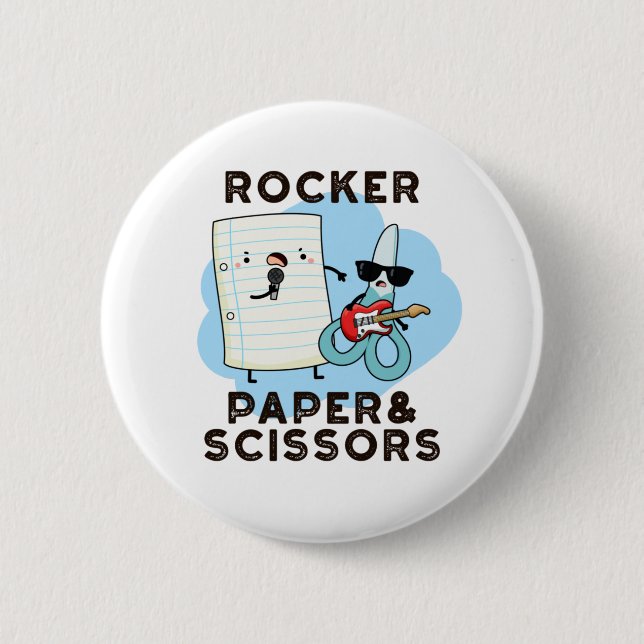 Rocker Paper And Scissors Funny Game Pun  2 Inch Round Button (Front)