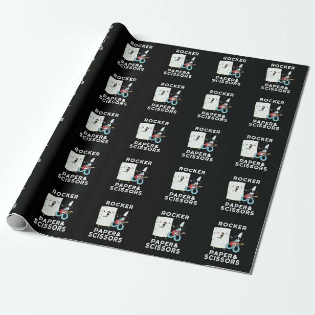 Rocker Paper And Scissors Funny Game Pun Dark BG (Unrolled)