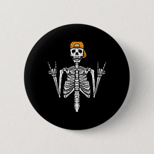 Rocker Skeleton Cap Skater Cool Halloween Punk Roc 2 Inch Round Button