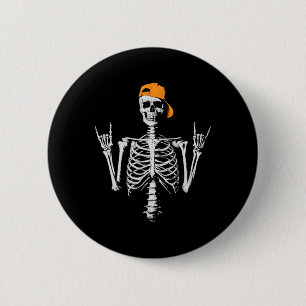 Rocker Skeleton Cap Skater Cool Halloween Punk Roc 2 Inch Round Button