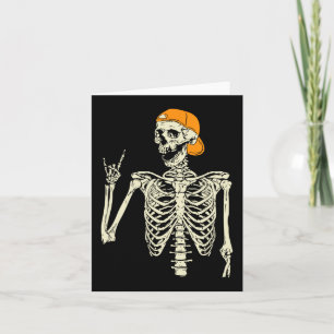 Rocker Skeleton Cap Skater Cool Halloween Punk Roc Card