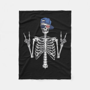 Rocker Skeleton Cap Skater Cool Halloween Punk Roc Fleece Blanket