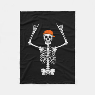 Rocker Skeleton Cap Skater Cool Halloween Punk Roc Fleece Blanket