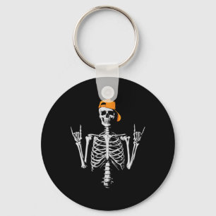 Rocker Skeleton Cap Skater Cool Halloween Punk Roc Keychain