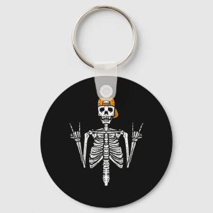 Rocker Skeleton Cap Skater Cool Halloween Punk Roc Keychain