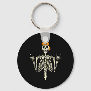 Rocker Skeleton Cap Skater Cool Halloween Punk Roc Keychain