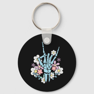 Rocker Skeleton Cap Skater Cool Halloween Punk Roc Keychain