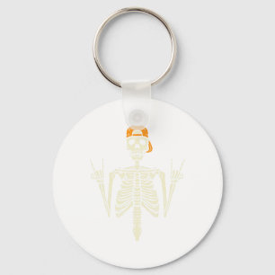 Rocker Skeleton Cap Skater Cool Halloween Punk Roc Keychain