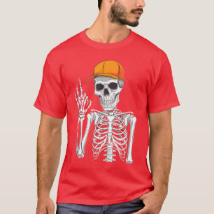 Rocker Skeleton Cap Skater Cool Halloween Punk Roc T-Shirt