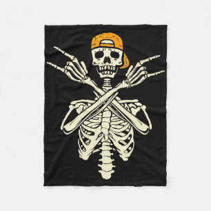 Rocker Skeleton Cap Skater Halloween Hand Rock Gir Fleece Blanket