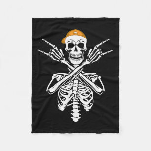 Rocker Skeleton Cap Skater Halloween Hand Rock Men Fleece Blanket
