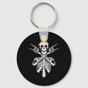 Rocker Skeleton Cap Skater Halloween Hand Rock Men Keychain